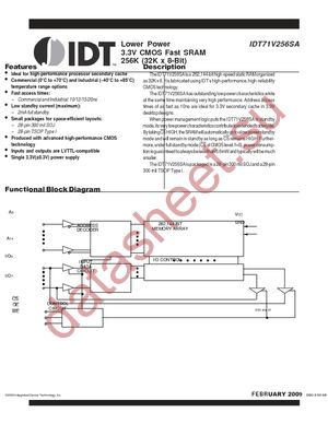 IDT71V256SA15YG8 datasheet  